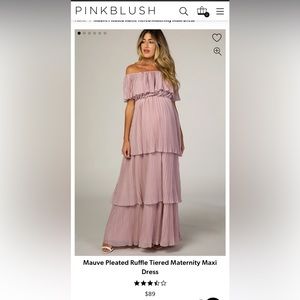 Mauve Pleated Ruffle Tiered Maternity Maxi Dress